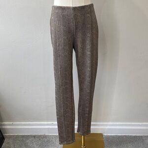 Anthropologie Taupe Snake Print Slim Cropped Pants with Zipper Ankle - Size 27